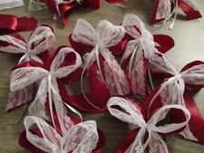 10 x große voluminöse Dekoschleife, bordo,weiß Spitze,Hochzeit,Antenne Geschenke