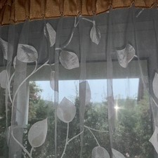  Store m. Faltenband  für 2flügelige Fenster v Raumausstatter /  Blattmotiv 2tlg