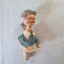 Alter Zierkorken Flaschenverschluss Holz Geschnitzt Beweglichen Arm