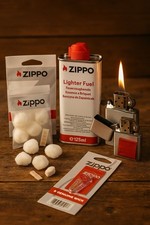 Zippo set chrome brushed - zippo, set: