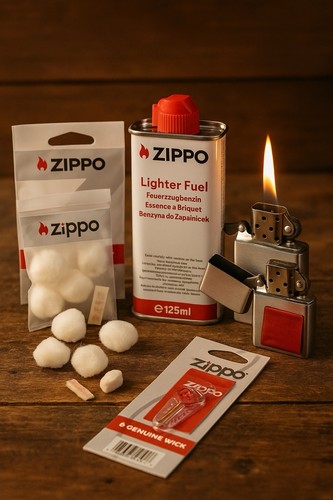 Zippo set chrome brushed - zippo,