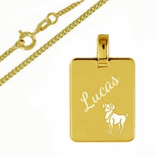 Gravur Platte mit eigenem Sternzeichen-Echt Gold /333-&.Silber verg.Kette-Gravur