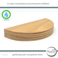 1x Holzscheibe Buche Multiplex 18 mm halbrund Tischplatte
