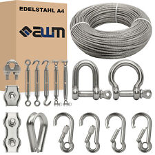 Drahtseil Edelstahl Seil VA4 Karabinerhaken Klemmen Spannschloss Schäkel Simplex