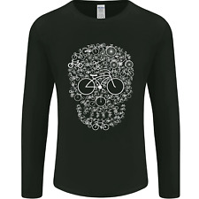 A Skull Made with Bicycles Radfahrer Radfahren Herren Langarm T-Shirt