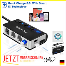 OOWOLF Zigarettenanzünder Verteiler QC 3.0 mit 4 USB-Anschlägen und Adapter f...