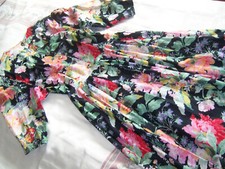 Trachten-Kleid, Gr.40, Basset, Baumwolle schwarz mit  Blumen,Hornknöpfe