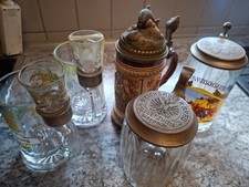 Bierkrüge Steingut/Glas mit Zinn für Sammler