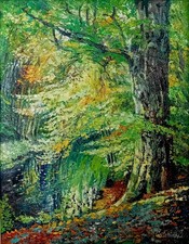 ölgemälde wald natur bach - Ölgemälde,