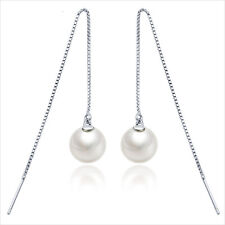 Damen Ohrringe Durchzieher Perlen 6-10 mm Sterling Silber 925 Ohrhänger