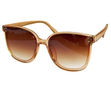 Große Retro Damenbrille Transparent Braun Sonnenbrille Nerd Brille Nieten M 49 