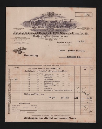 Berlin rechnung 1931 - rechnung,