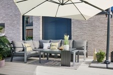 Primaster Lounge Set Elbasan Alu Garten Gartenlounge Essgruppe Sitzgruppe  XXL