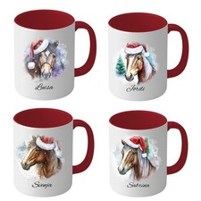 „Personalisierte Pferde Weihnachts Tasse mit Namen | Geschenk Kaffeetasse Tee“