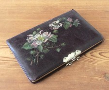 Poesiealbum Leder, 16 Einträge, 19 Oblaten - Uhlhorn, Grevenbroich 1893 / 1896