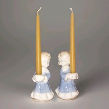 Porzellanfiguren, Kerzenhalter, Junge und Mädchen, Weihnachten