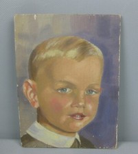 altes Ölgemälde Jungen Knaben Portrait Öl/Holzplatte 19,5 x 14,5cm