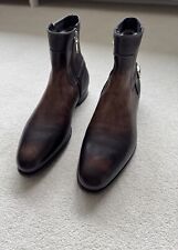 Santoni Stiefeletten Schuhe Leder braun Lammfell 8