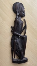 Figur, Relief einer Frau, Kriegerin, Ebenholz, 65 cm, Afrikanische Kunst