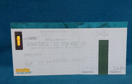 Alte konzertkarte die toten - die,