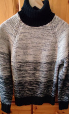 Yorn designer Damen Wollpullover Rollkragen Gr S schwarzweiss melange 55% Wolle