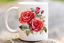 Aquarell Rote Rose Tasse