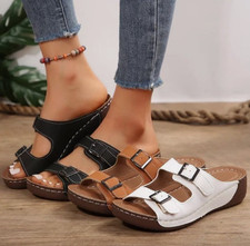 Damen Orthopädische Pantoletten Sommer Hausschuhe Sandalen Bequem Schuhe Slipper