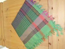 5)  SCHÖNES BAUMWOLL-VIERECK-TUCH KOPFTUCH HALSTUCH MEHRFARBIG  90  X 90 cm