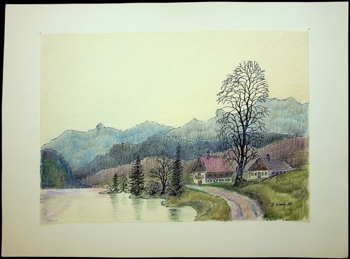 Kreidezeichnung landschafts - kreidezeichnung,,