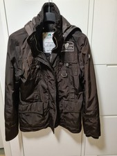 Equiline Reitjacke Winterjacke Parka Damen M Braun mit Kapuze Nylon Echtpelz