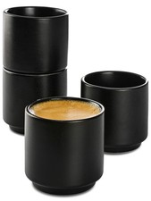 Cosumy Espressotassen Schwarz 4er Set aus Keramik Stapelbares Design Dickwandig