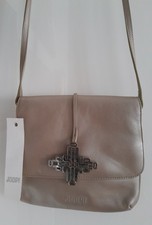 Handtasche Damen. JOOP ! Leder mit Schulterriemen. Metallic beige. 18x18 cm