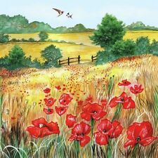 3 lose Servietten ~ Weizenfeld mit Mohn Landschaft