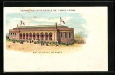 Lithographie Paris, Exposition universelle de 1900, Pavillon du Mexique 
