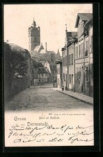 Darmstadt, Strasse zur Stadtkirche hin, Ansichtskarte 1899 