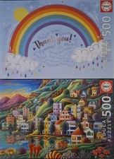 Educa Puzzle 2 x 500 Teile Regenbogen / Buntes Dorf am See