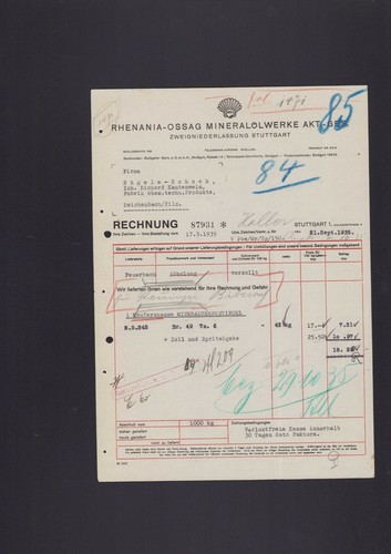 Stuttgart rechnung 1935 - stuttgart,,