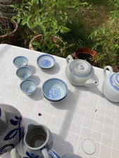 Vintage Chinese Blue & White Rice Pattern Tableware, Konvolut