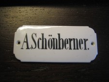 Türschild Namensschild Porzellanschild A.Schönberner Antik 144x64mm