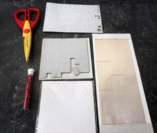 für 3 D Karten ;Reste Bastelartikel   u.a.  Punkte/Umrandung Schere, Glitzer