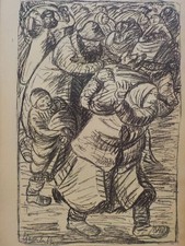 ERNST BARLACH - Evakuierung. Lithographie 1915. Schult 71 / August Gaul usw.