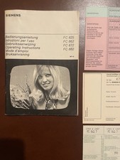 Siemens FC 825 TV Bedienungsanleitung + Schaltbild + Gerätepass 70er/80er RAR