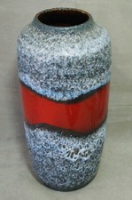 VASE BODENVASE FLOORVASE FAT LAVA SCHEURICH WEISS ROT NR. 517 / 45 60ER 70ER