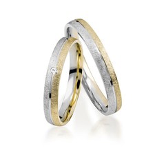 2x333 Gold Trauringe PAARPREIS Eheringe Paarringe Gelbgold Weissgold inkl. Stein