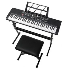 Elektrisches Keyboard 61 Tasten Piano mit klappbarem Ständer und Bank