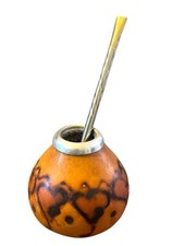 Mate Tee Set Kalebasse Gefäß & Bombilla Trinkrohr Industria Argentina alt 53570