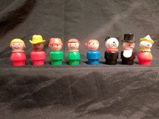 Fischer Price Little People 8 Figuren 80er 2x Holzkorpus Ca 4-5 Cm Groß 