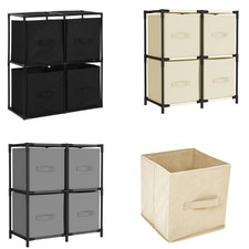 Kommode Sideboard Mehrzweckschrank mit 4 Körben aus Stoff 63×30×71 cm Stahl