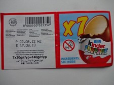 Werbung / Ferrero Kinder Surprise 2012 - Ingredients See Inside - 14 x 7 cm