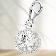 Eule Lebensbaum Charm 925 Sterling-Silber Herren Damen Anhänger für Armband